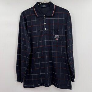 World Polo Championships Great Britain Long Sleeve Plaid Buttons Shirt Mens L
